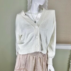 GAP White Cropped Cardigan Sweater Medium